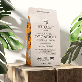 Lifeboost organic coffee beans arranged for fresh brew