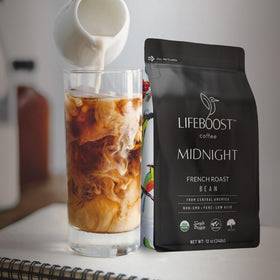 Lifeboost single-origin Nicaragua coffee beans highlighting purity and regional flavor.