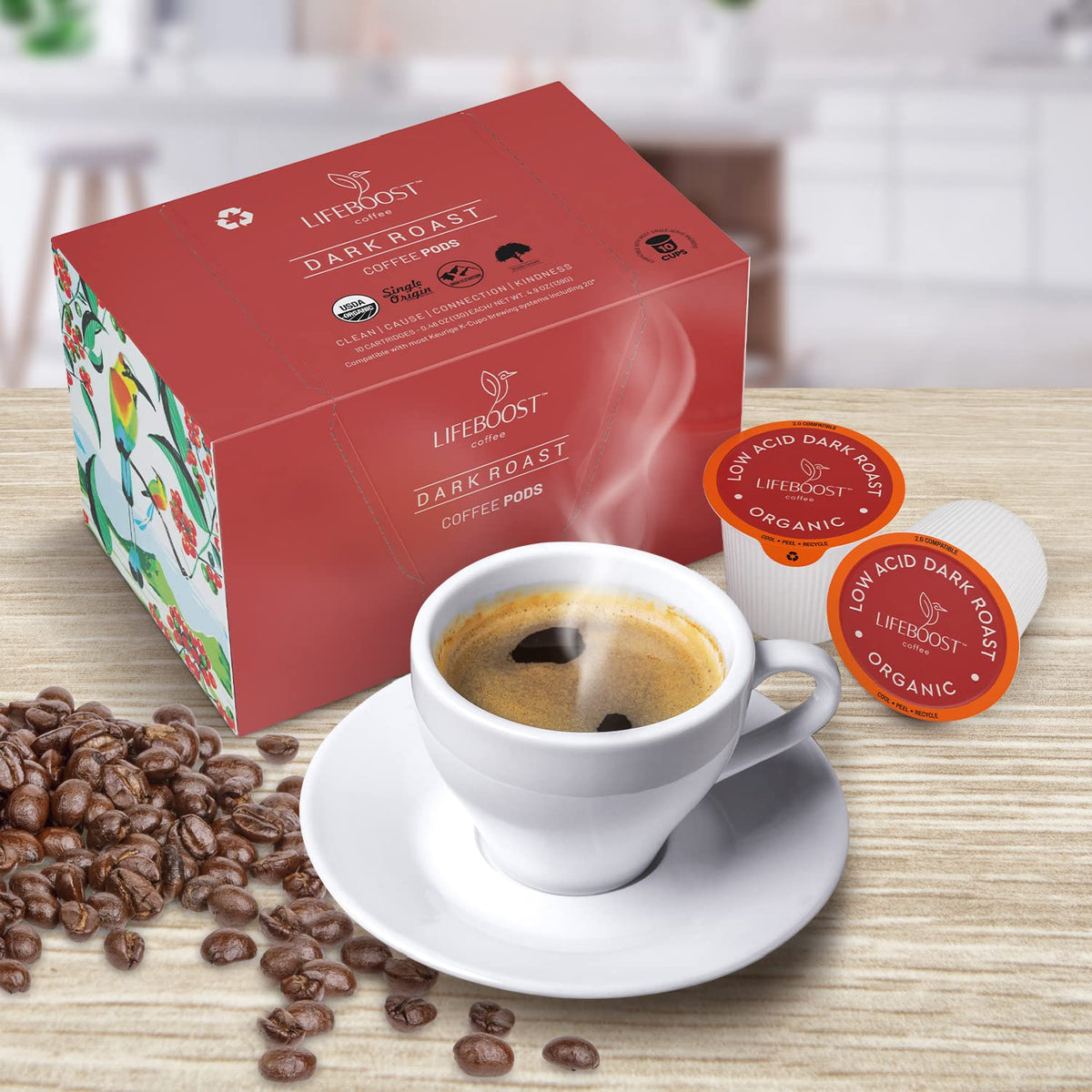 Lifeboost steamy cup morning brew for a calm start