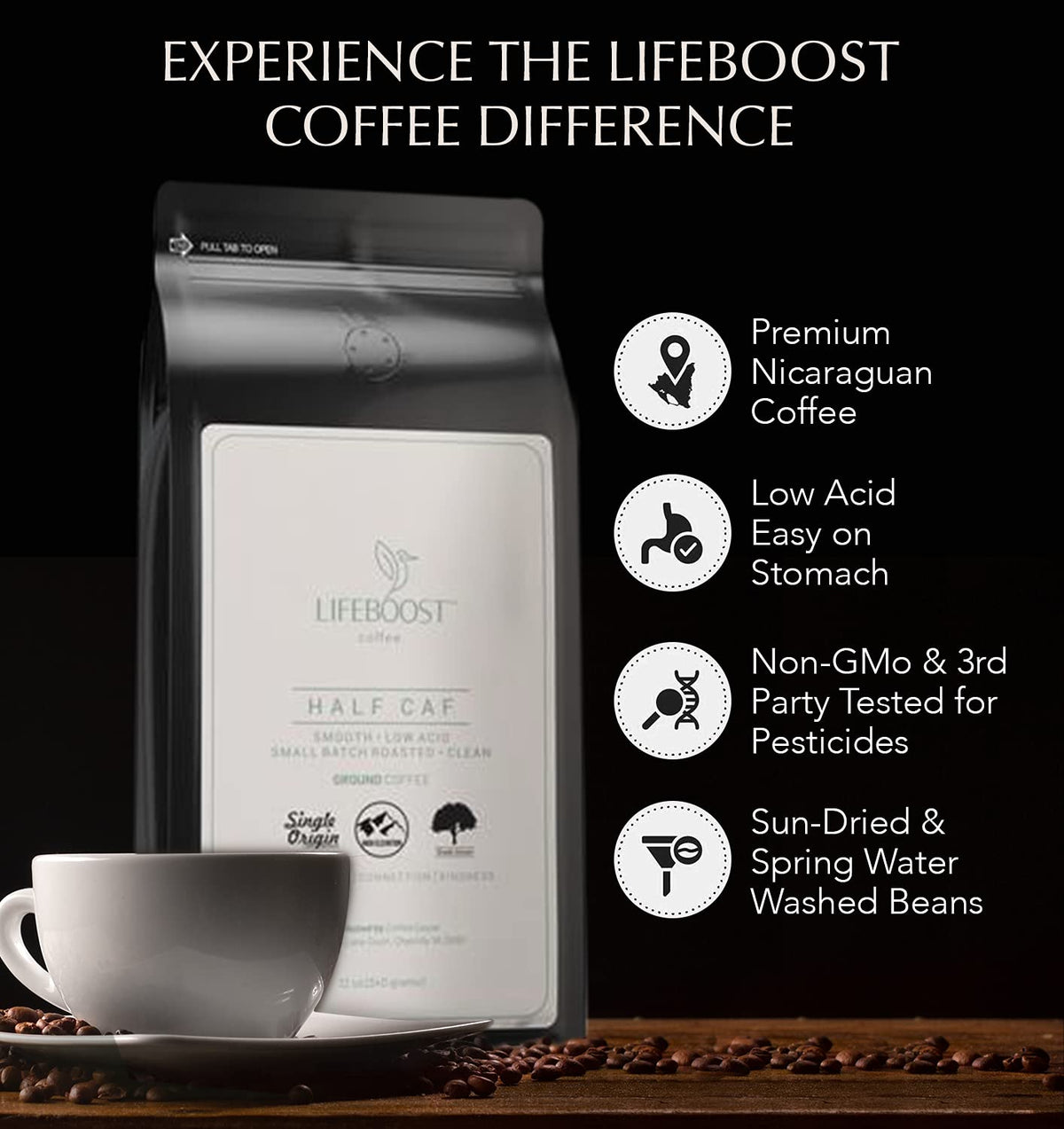 LIFEBOOST USDA Organic certification badge on packaging.