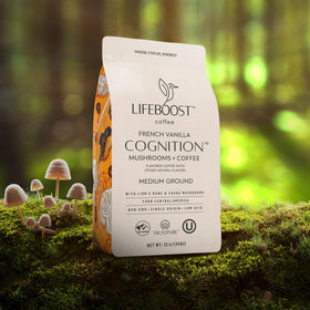 Lifeboost vanilla aroma cup emphasizing comforting morning ritual