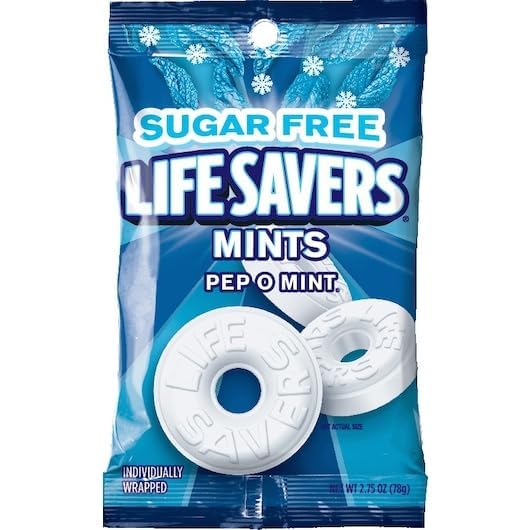 Life Savers mint variety pack box shows two flavors for all-day freshness