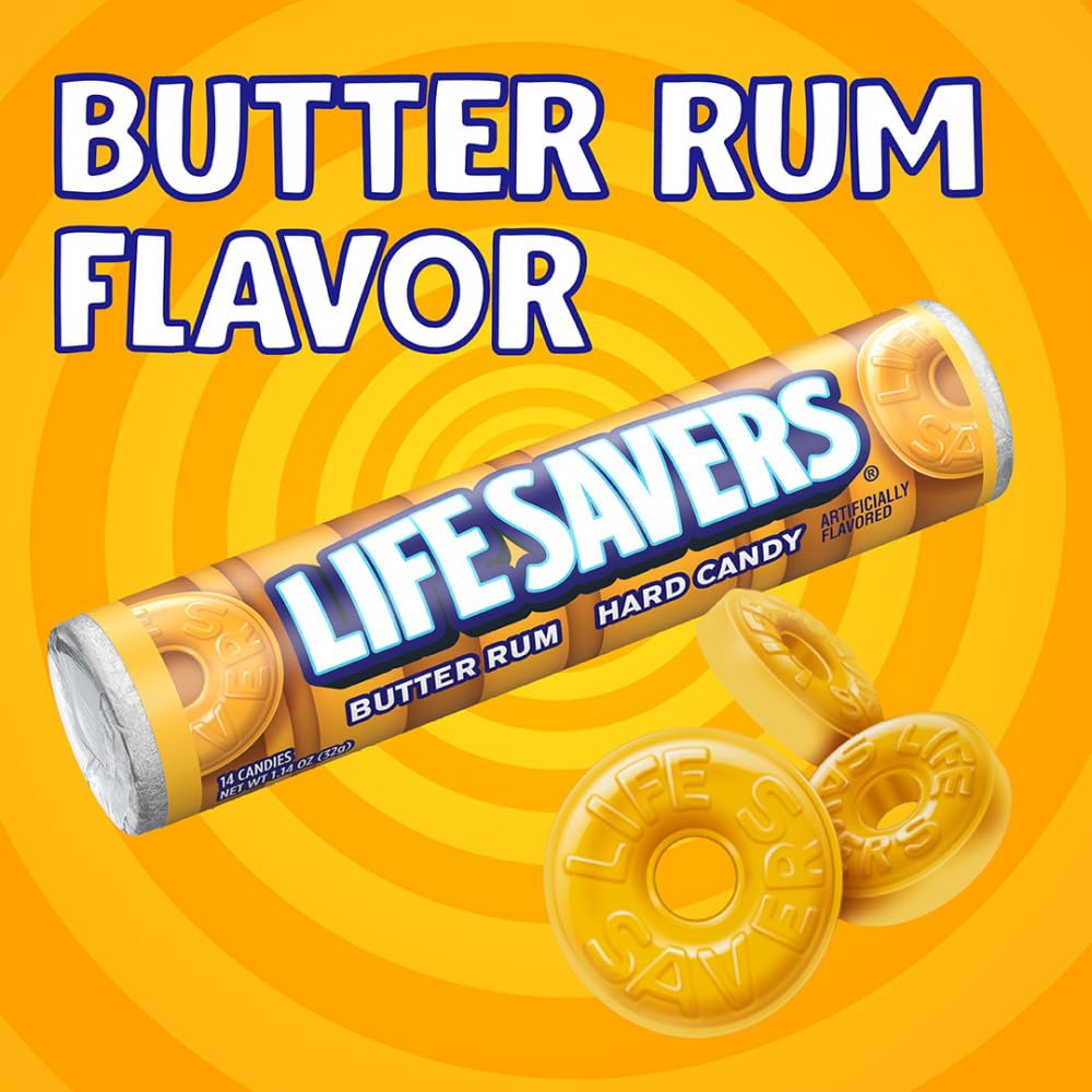 Wrapped Life Savers Butter Rum closeup preserving freshness for anytime treat