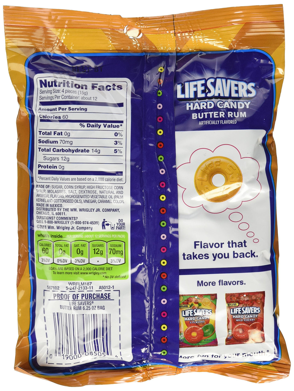 LifeSavers Butter Rum individually wrapped candies ready for purse, desk, or car.