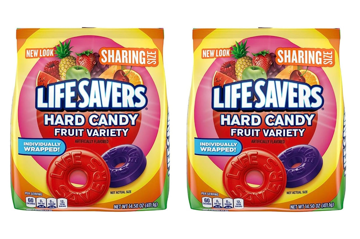 Life Savers fruit variety bags two-pack for sharing at gatherings.