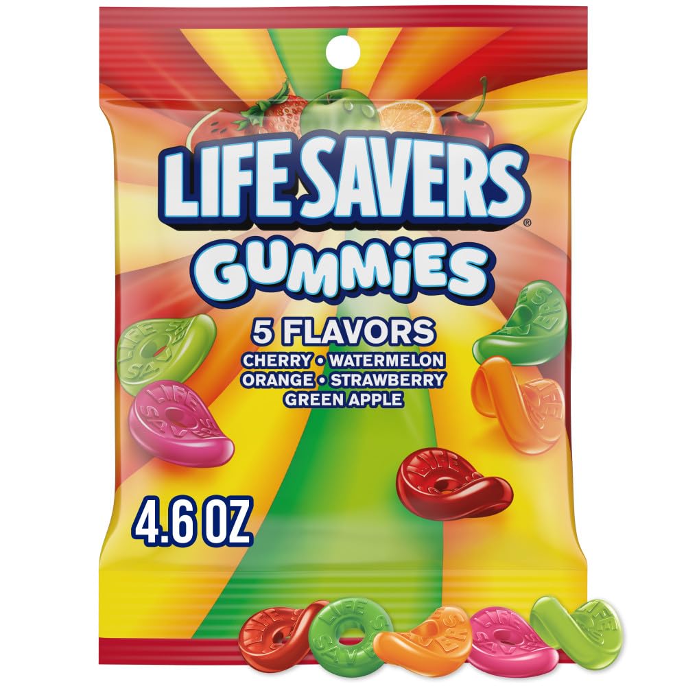 LIFE SAVERS Gummies front view shows a colorful bulk pack for quick snacking.