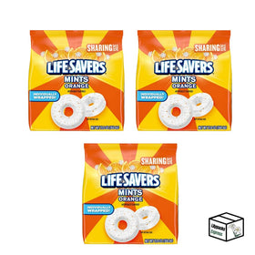 Lifesavers Mints Orange closeup shows bright color and crisp mint flavor in each square.