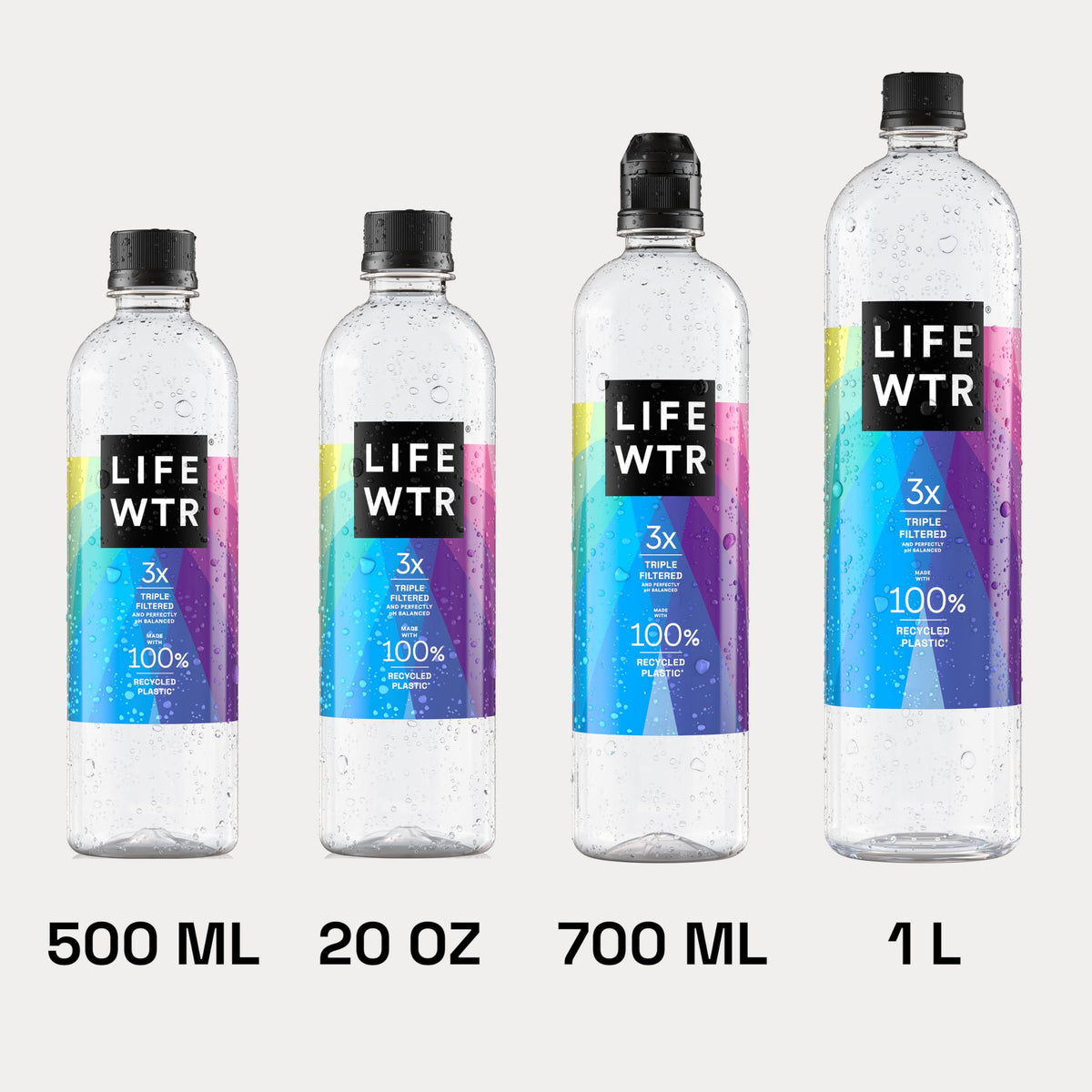 LIFEWTR RPET bottle highlights sustainability and recycled packaging.