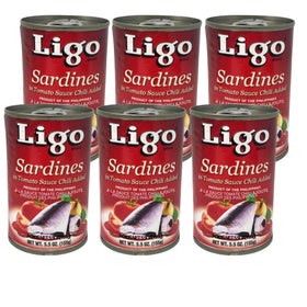 LIGO sardines in tomato chili spicy pack view showing convenient protein option for quick meals
