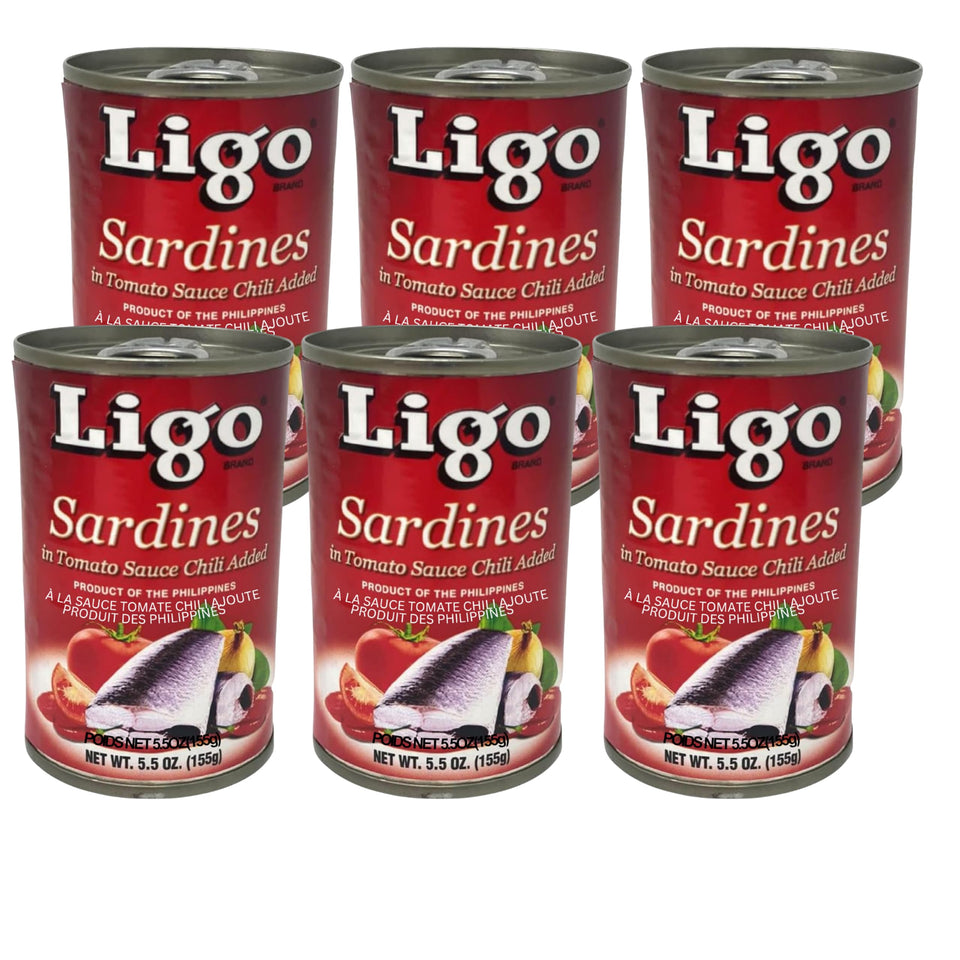 LIGO sardines in tomato chili spicy pack view showing convenient protein option for quick meals