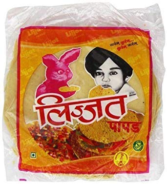 Lijjat Pappadum plain flavour packaging, ready to fry for a light, crispy snack.