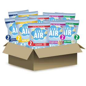 Like Air Puffcorn 5 flavor pack front view for easy on-the-go snacking