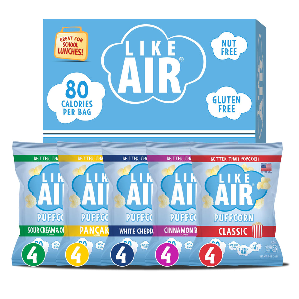 Like Air Puffcorn White Cheddar bag: bold flavor for on-the-go snacking.
