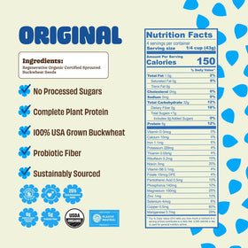 Lil Bucks crunchy seed toppings in a bowl show a high-protein, fiber boost.