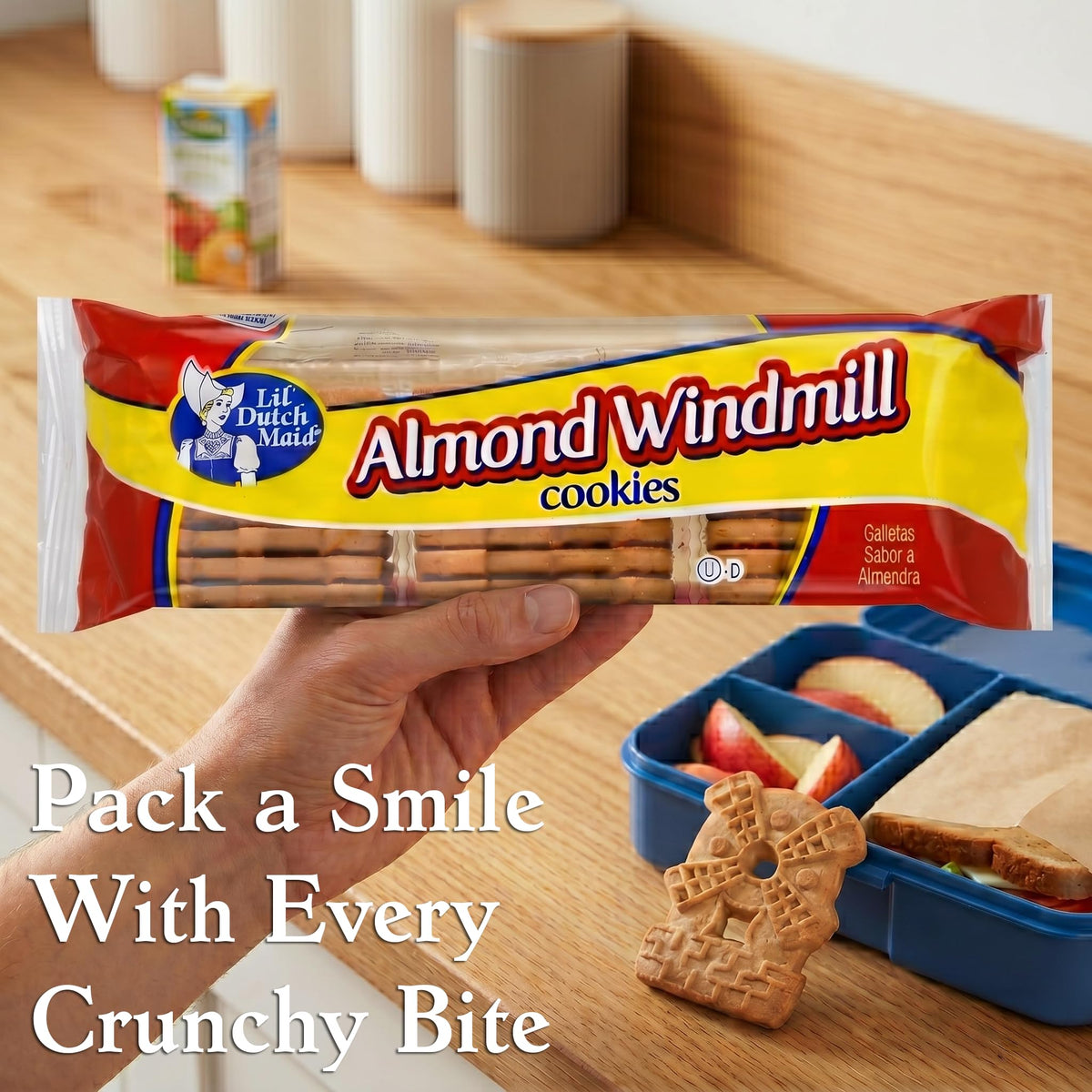 Lil Dutch Maid Almond Windmill Gingerbread Cookies 3-pack ready for pantry or gifting.