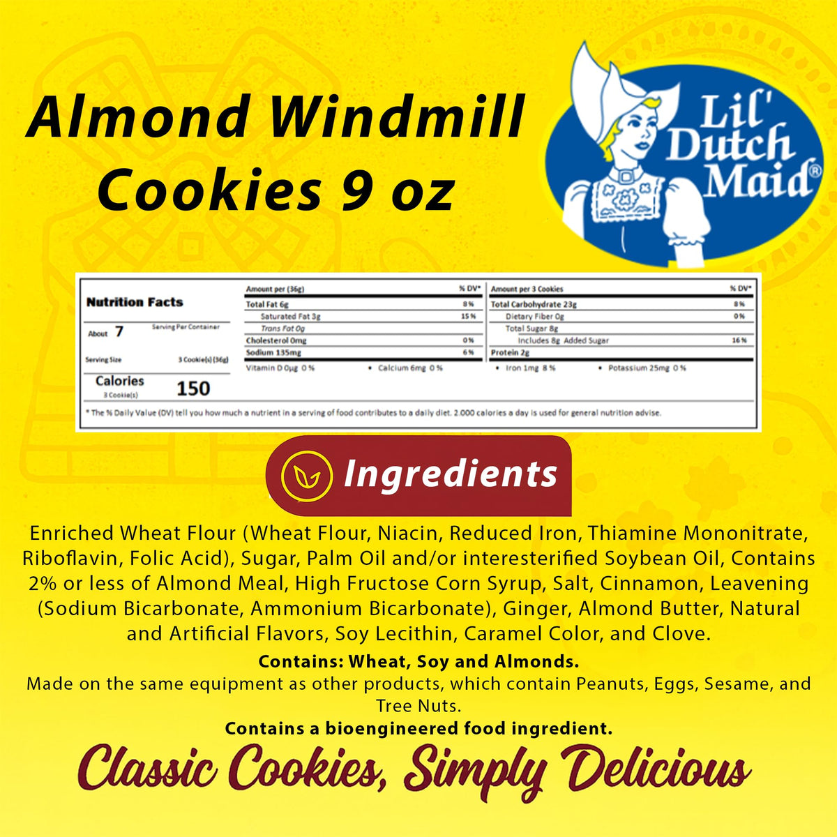 Lil Dutch Maid Almond Windmill Gingerbread Cookies on a cookie tray for entertaining.