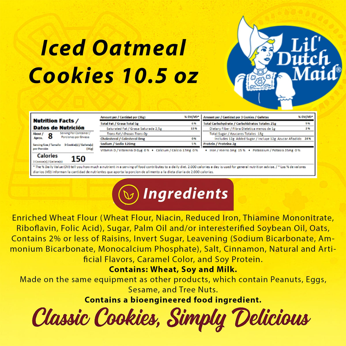 Oat texture visible on cookie with icing for a wholesome bite.