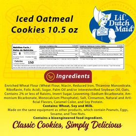 Oat texture visible on cookie with icing for a wholesome bite.