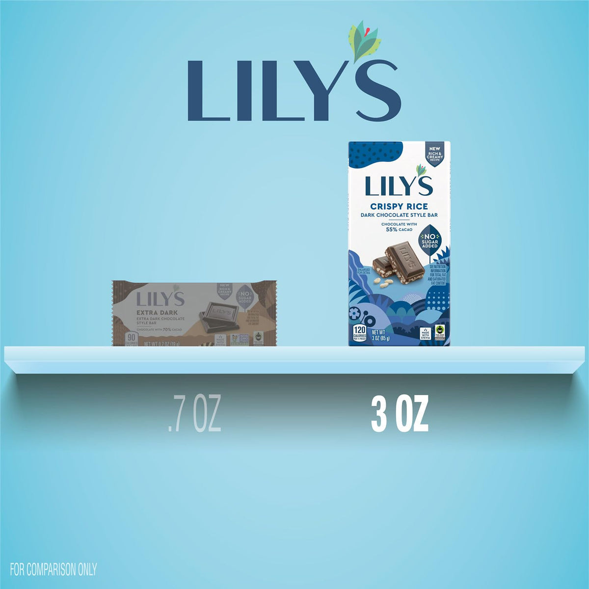 LILY'S Crispy Rice bar close-up showing crispy rice texture with no added sugar