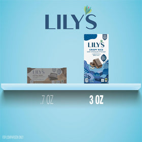 LILY'S Crispy Rice bar close-up showing crispy rice texture with no added sugar