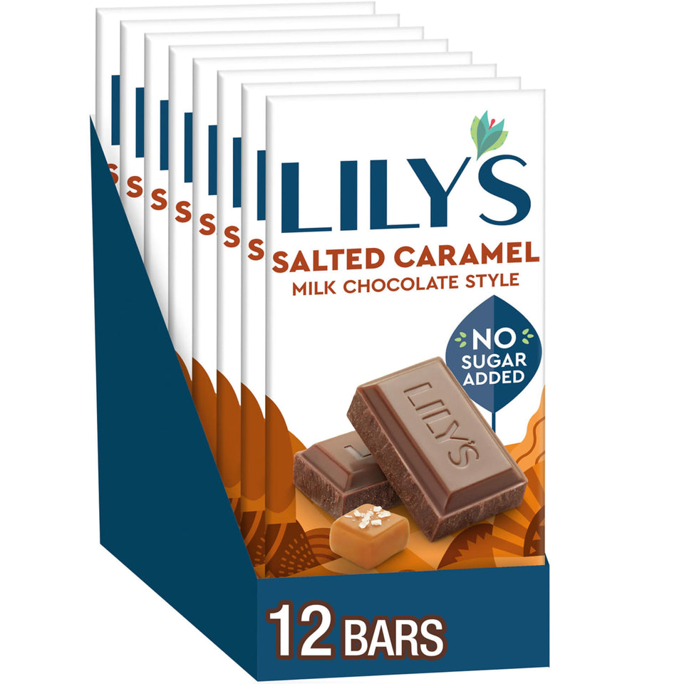 LILY'S Salted Caramel Milk Chocolate Style bulk box, shareable treat.