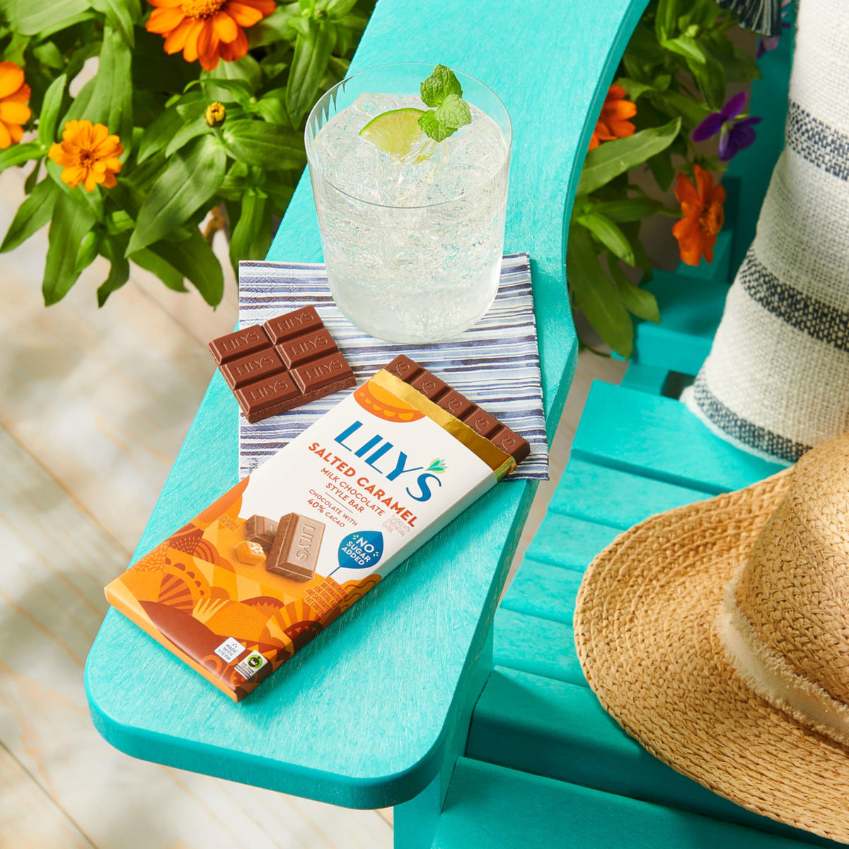LILY'S Salted Caramel Milk Chocolate Style gift-ready bars for celebrations.