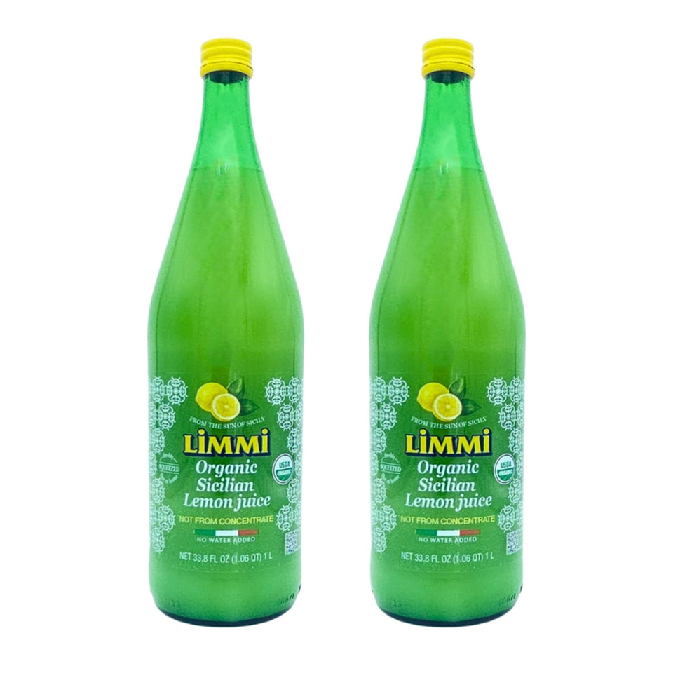 Limmi lemon juice bottle front view for fresh dressings and marinades.