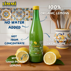Limmi bottle with fresh lemons evokes authentic Italian freshness