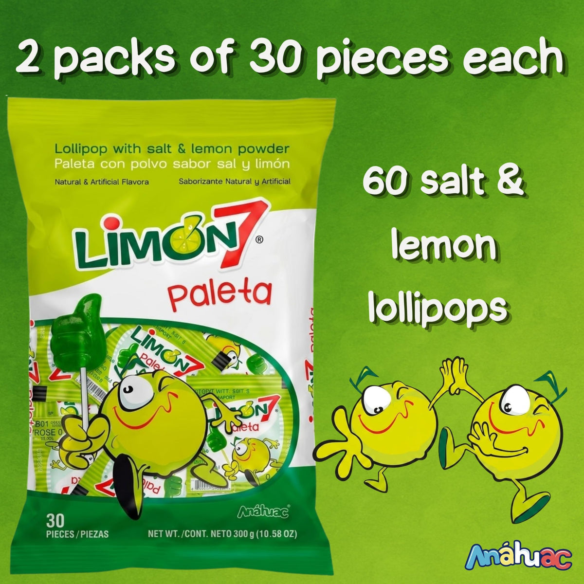 Two bags of Limon 7 Paleta lollipops totaling 60 pieces ready for sharing
