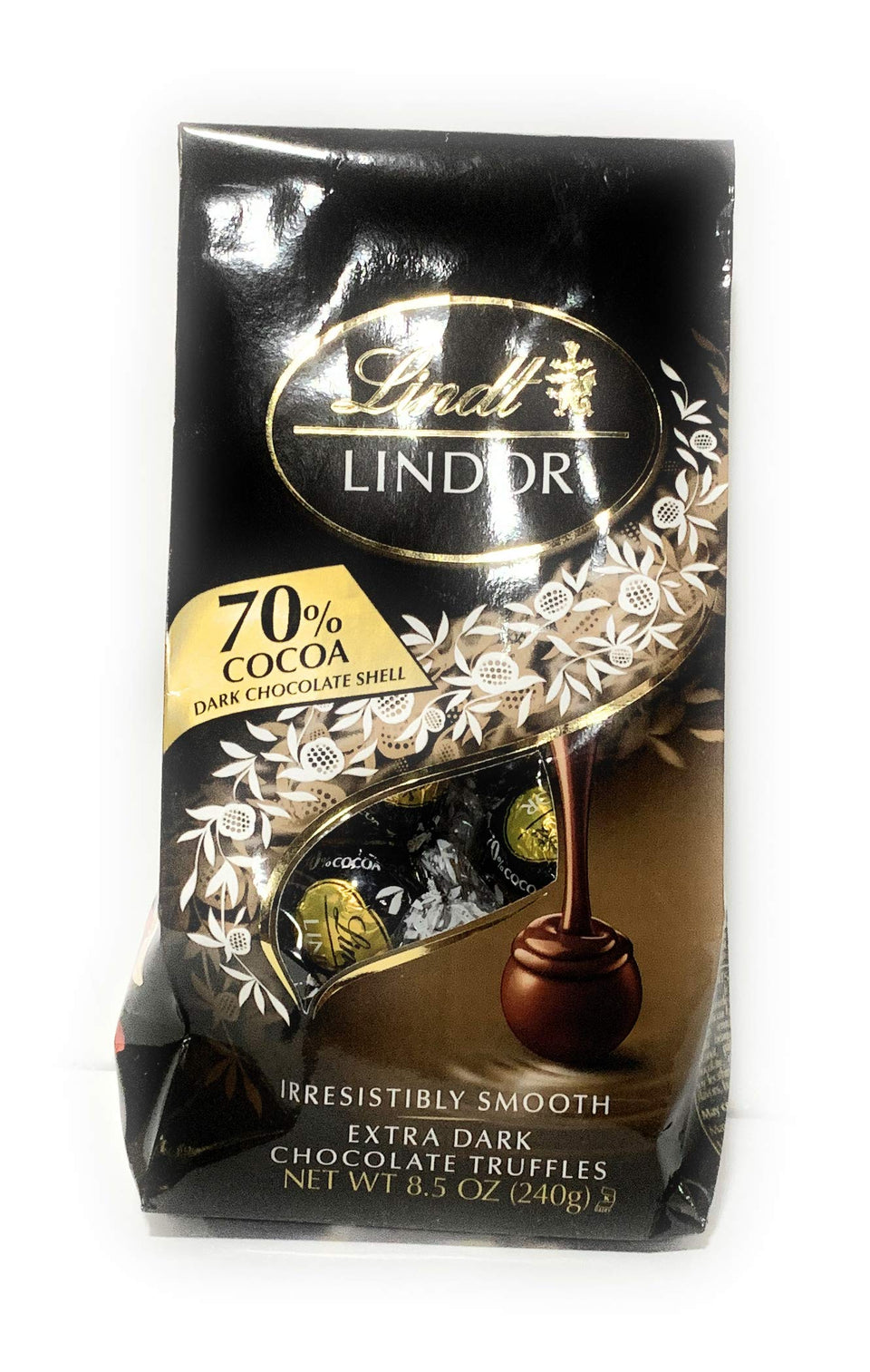 Lindt Lindor 70% dark chocolate truffles with a smooth melting center for a rich cocoa experience