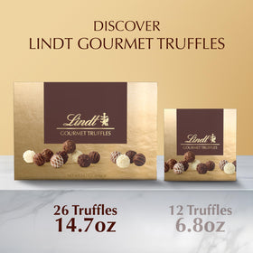 Lindt caramel dark chocolate truffles display buttery caramel under bold chocolate
