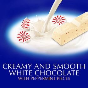 Lindt Classic Recipe Holiday White Chocolate Peppermint Stick packaging, ready for gifting.