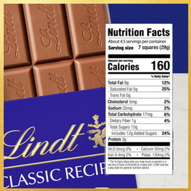 Lindt classic recipe milk chocolate bar bite-sized pieces for easy sharing.