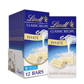 Lindt Classic Recipe White Chocolate Bar pack showcases premium bars perfect for sharing.