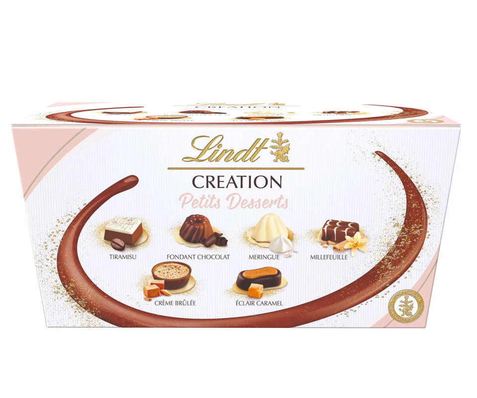 Lindt Creation Dessert gift box front view, ideal for sharing at celebrations.