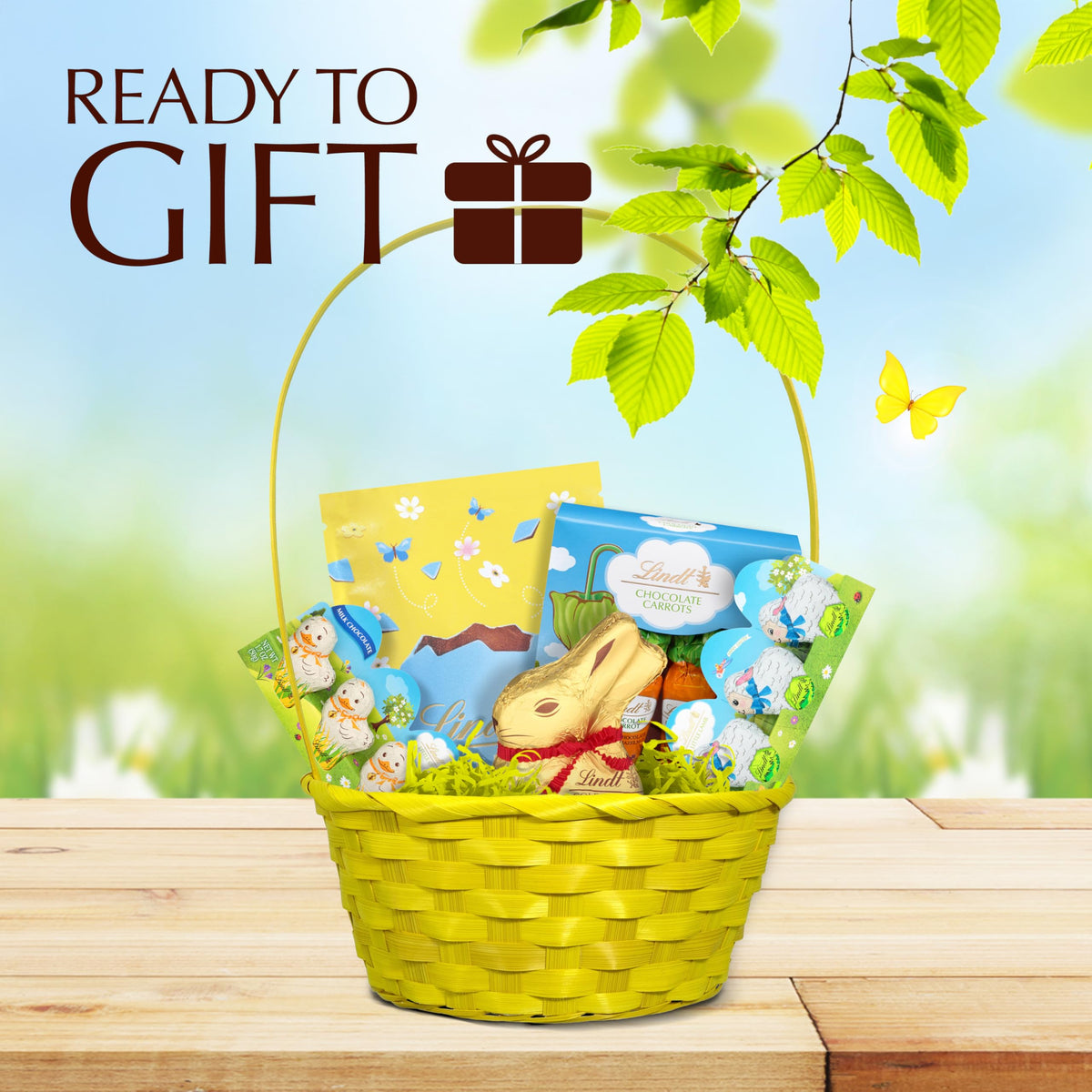 Lindt Easter basket little chicks: festive chocolates for kids' treats.