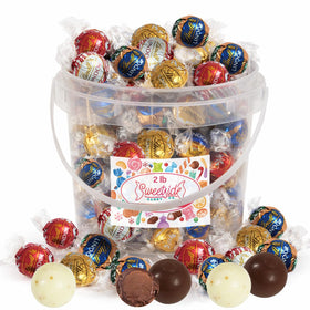 Lindt Easter truffles bucket with 72 individually wrapped pieces for sharing.