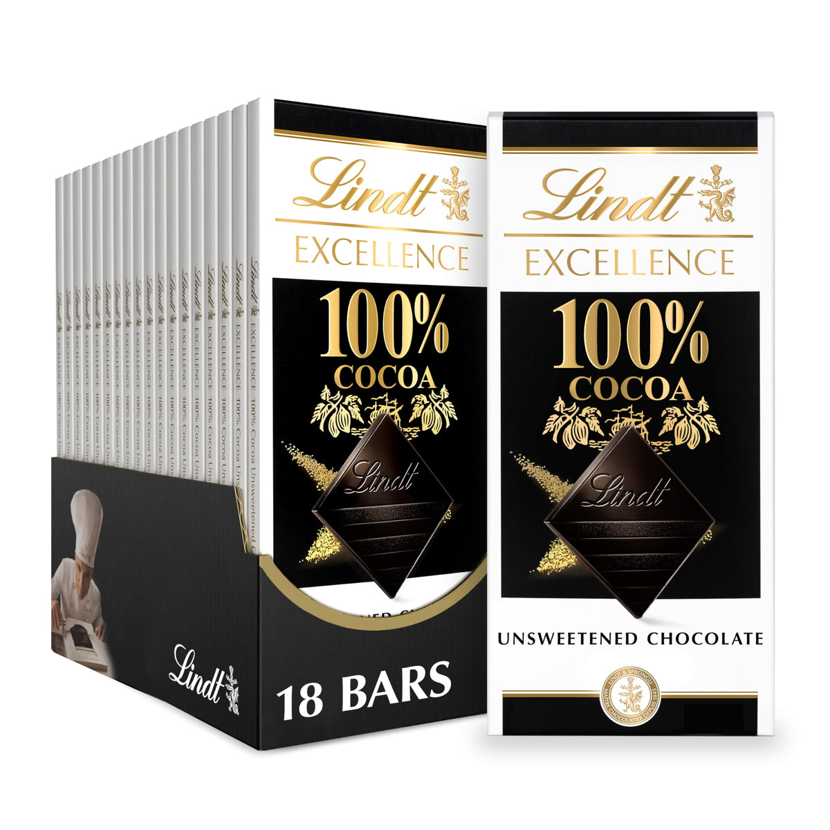 Lindt EXCELLENCE 100% Cocoa bar in packaging, a premium gift option.