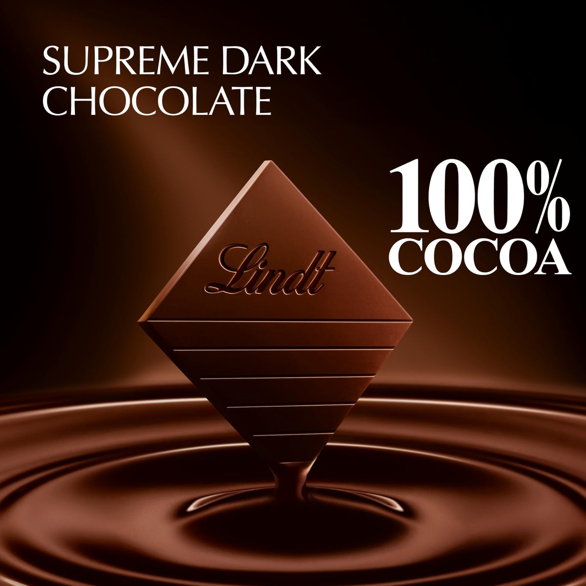 Lindt EXCELLENCE 100% Cocoa bar beside a glass of cabernet for pairing.