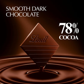 Lindt EXCELLENCE 78% bar rich color hints at deep cocoa flavor.