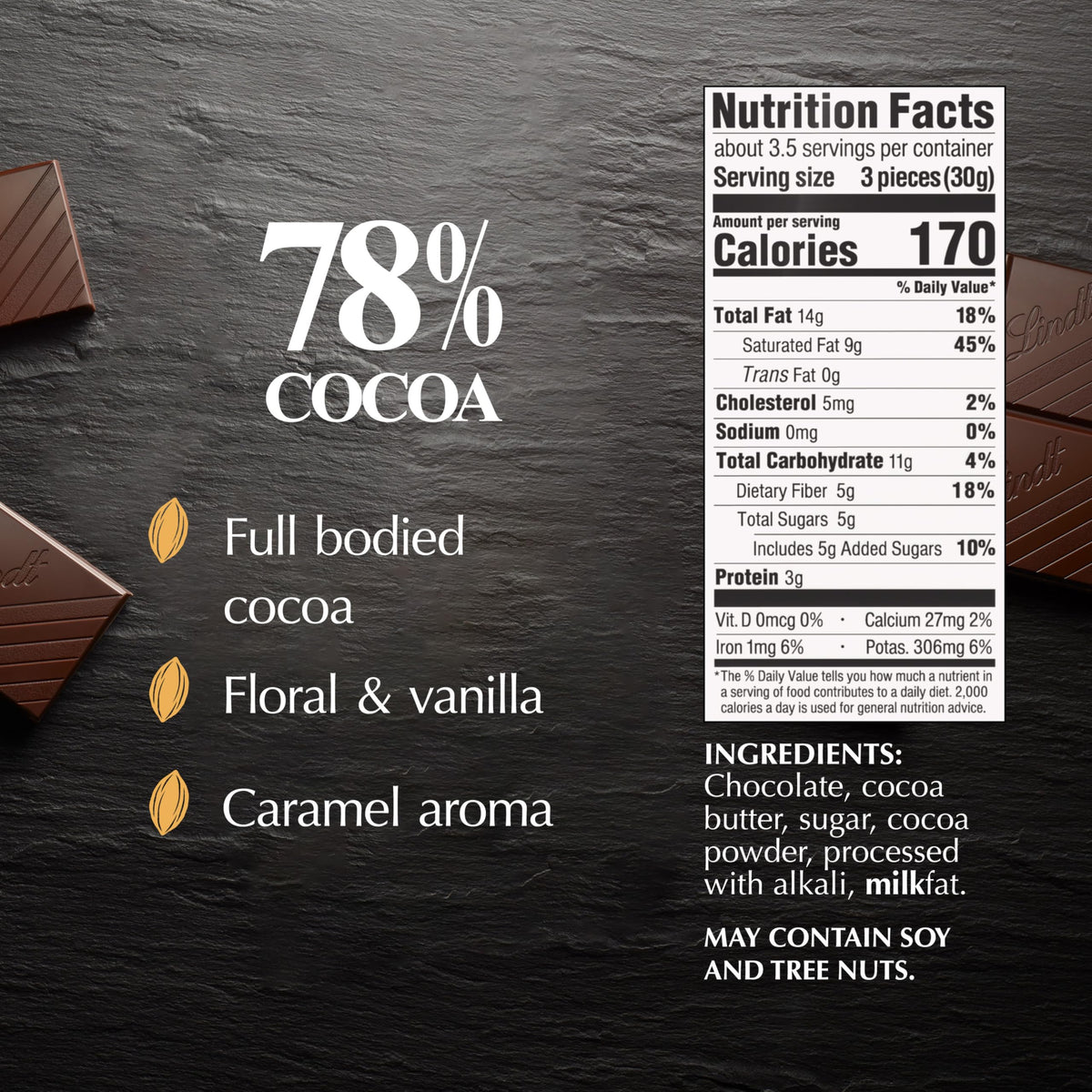 Lindt EXCELLENCE 78% bar pairing with cabernet for a refined pairing.