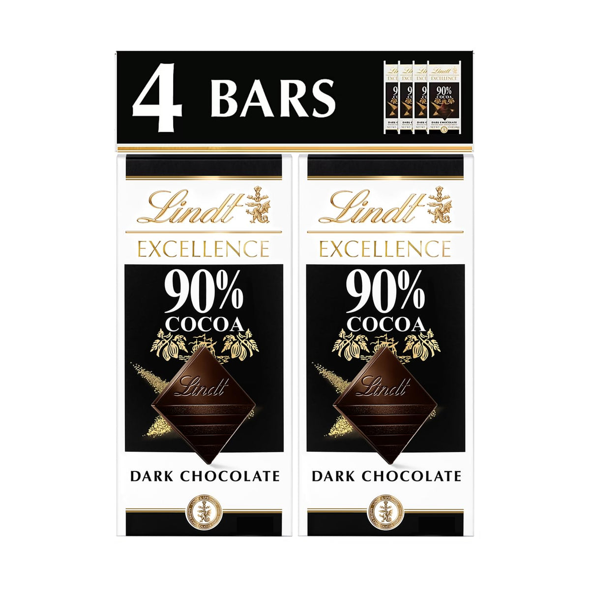 Lindt Excellence 90% bar wrap showcases premium packaging and refined snacking