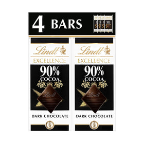 Lindt Excellence 90% bar wrap showcases premium packaging and refined snacking