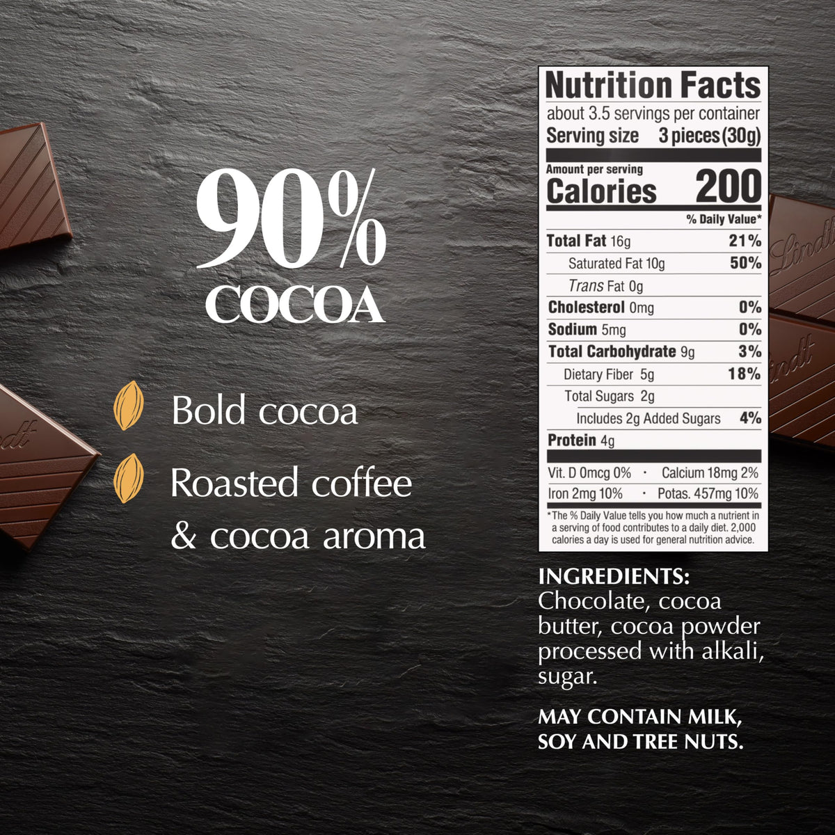 Lindt Excellence 90% portioned squares for convenient tasting