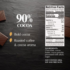 Lindt Excellence 90% premium ingredients hint at world class craftsmanship