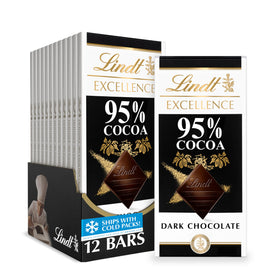 Lindt EXCELLENCE 95% packaging view, ideal for gifting premium chocolate lovers.