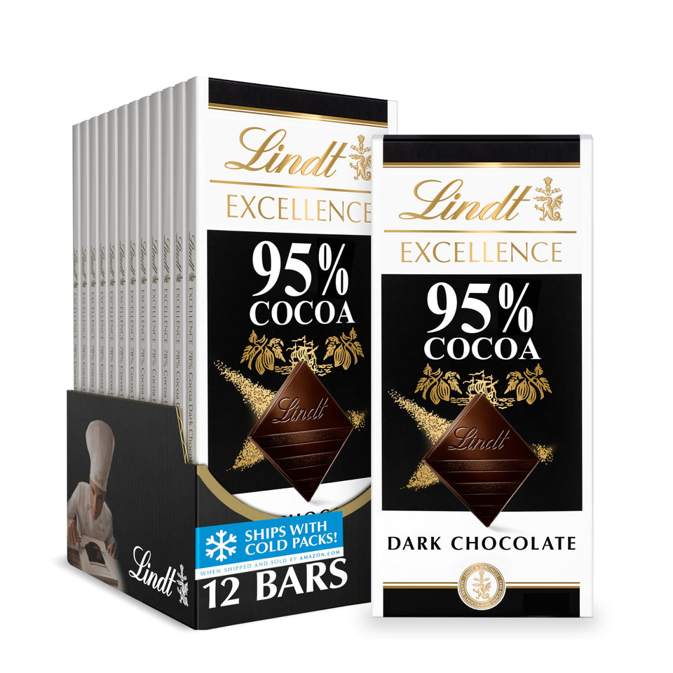 Lindt EXCELLENCE 95% packaging view, ideal for gifting premium chocolate lovers.