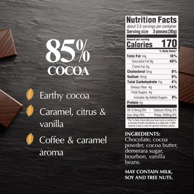 Close-up of cocoa notes and aroma in Lindt Excellence 85% chocolate