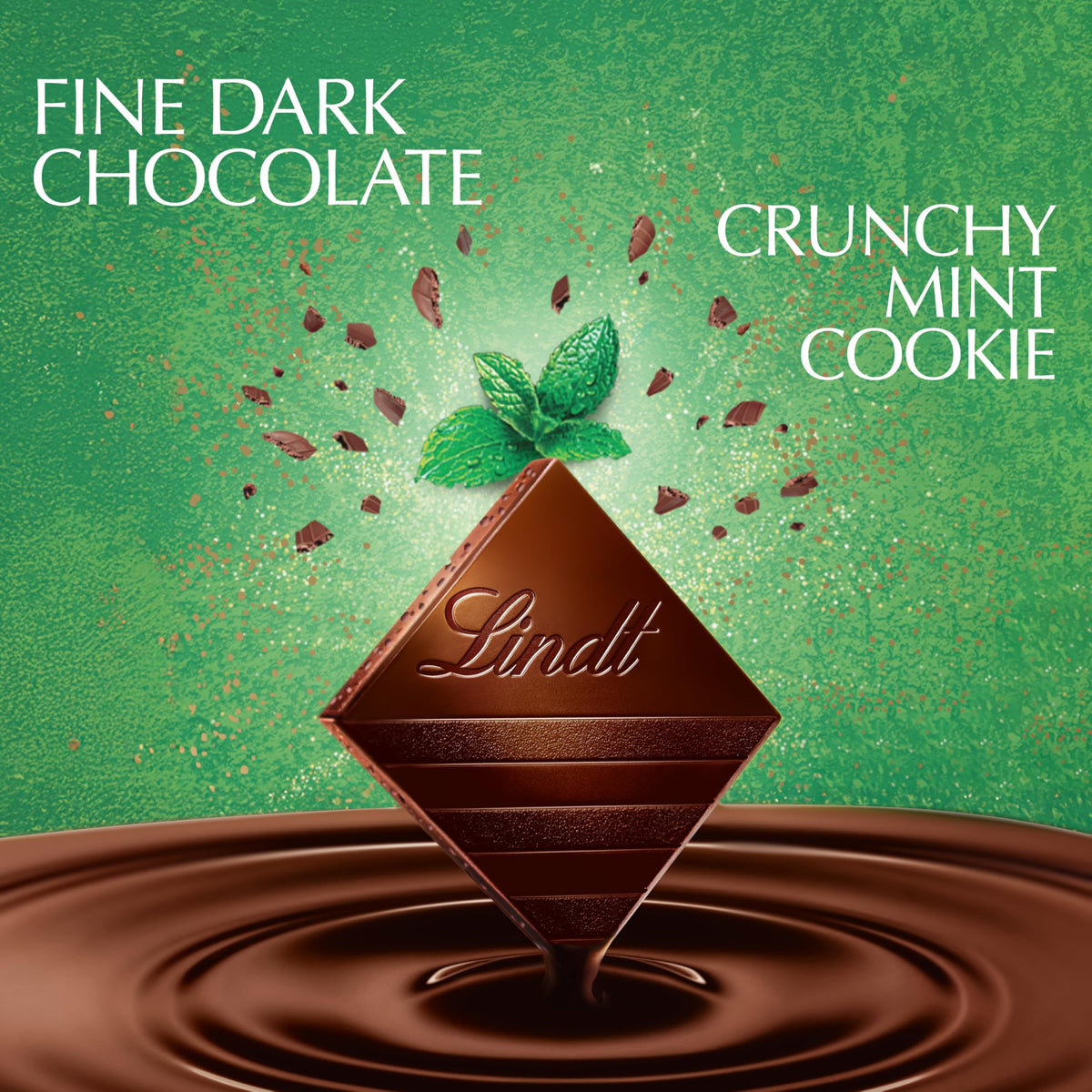 Lindt EXCELLENCE Crunchy Mint Cookie bar, squares for easy tasting.
