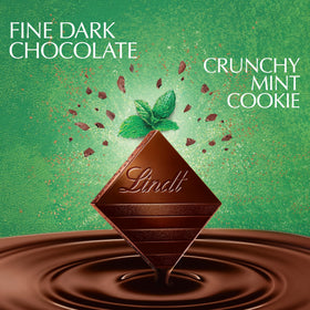 Lindt EXCELLENCE Crunchy Mint Cookie bar, squares for easy tasting.